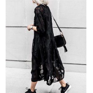 NWT Aritzia Wilfred Dufour black ruffle dress L